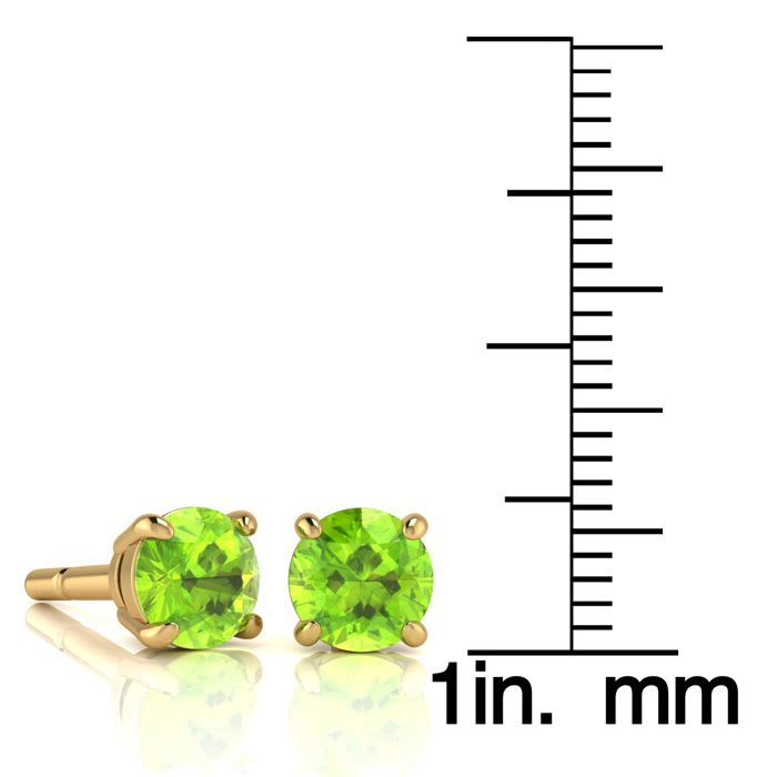 2 1/4 Carat Round Shape Peridot Stud Earrings In 14K Yellow Gold Over Sterling Silver