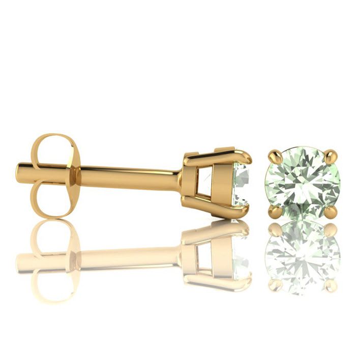 2 Carat Round Shape Green Amethyst Stud Earrings In 14K Yellow Gold Over Sterling Silver