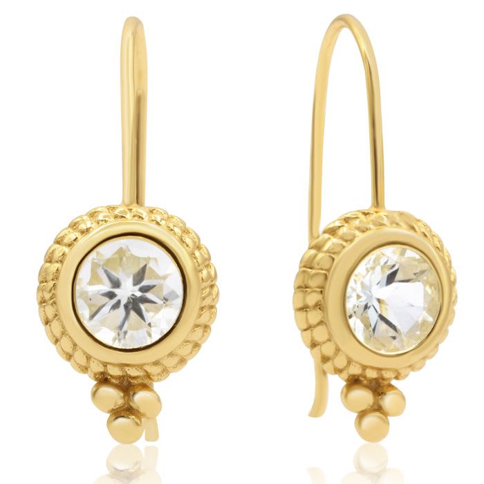 Aquamarine Earrings: Aquamarine Jewelry: 1 3/4 Carat Aquamarine Dangle Earrings With Rope Detail In 14K Yellow Gold Over Sterling Silver