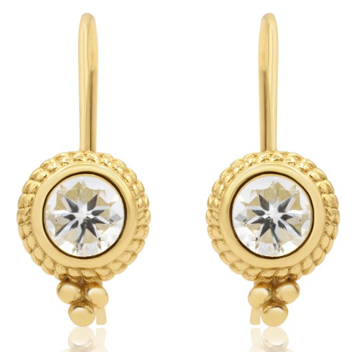 Aquamarine Earrings: Aquamarine Jewelry: 1 3/4 Carat Aquamarine Dangle Earrings With Rope Detail In 14K Yellow Gold Over Sterling Silver