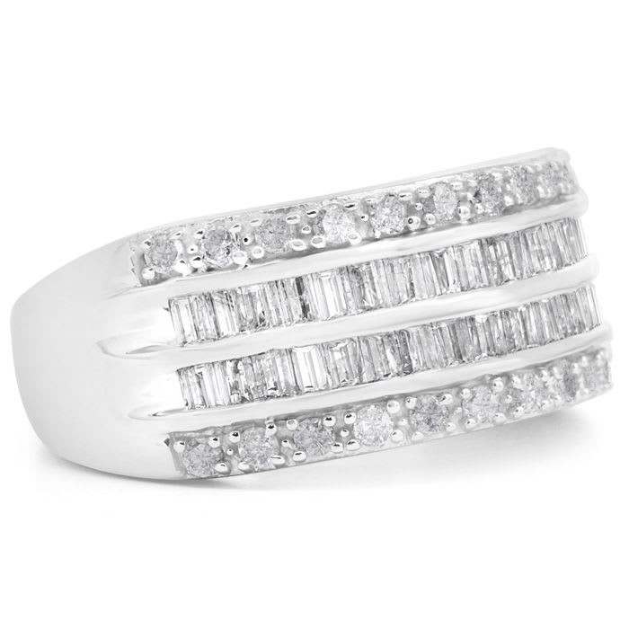 AMAZING CLOSEOUT! 1 Carat Baguette and Round Diamond Band Ring In Sterling Silver. BEAUTIFUL BAND RING!