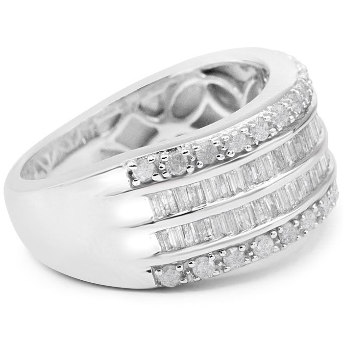 AMAZING CLOSEOUT! 1 Carat Baguette and Round Diamond Band Ring In Sterling Silver. BEAUTIFUL BAND RING!