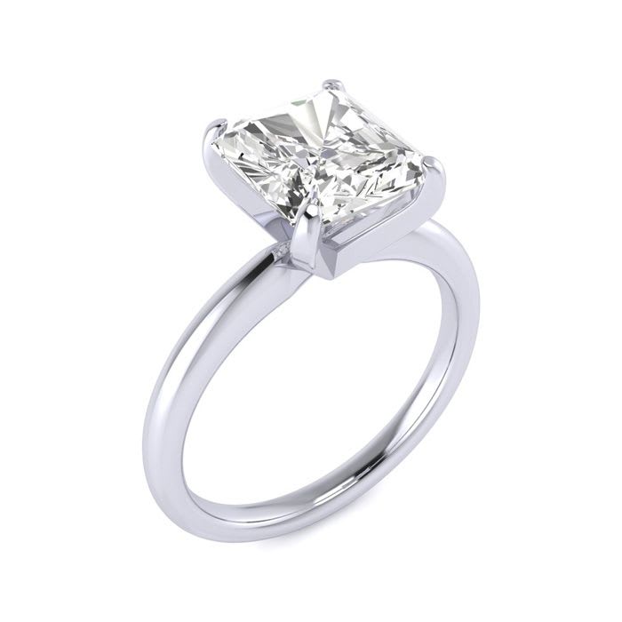 2 1/2ct Radiant Cut Diamond Solitaire Engagement Ring In 14K White Gold