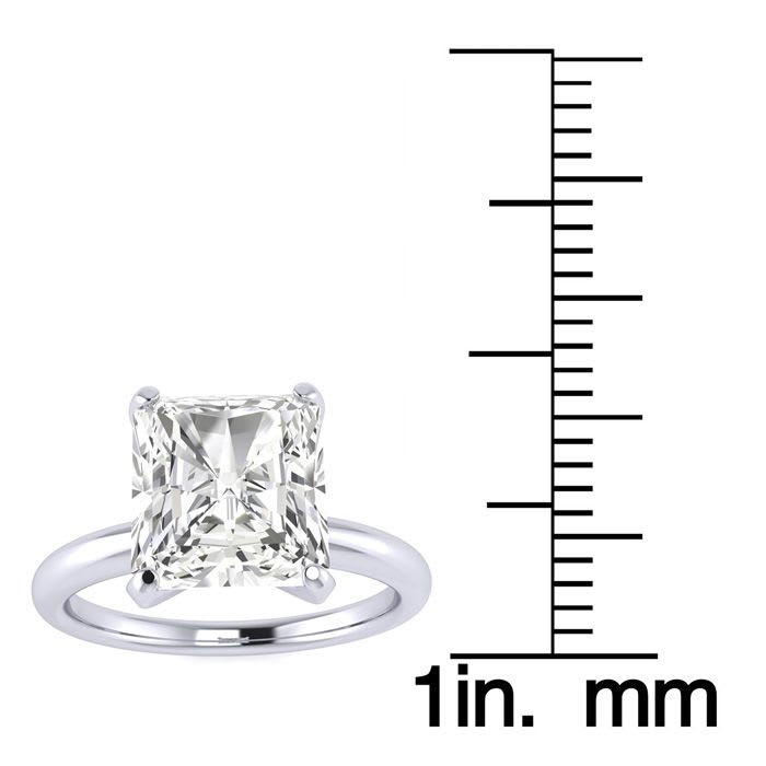 2 1/2ct Radiant Cut Diamond Solitaire Engagement Ring In 14K White Gold