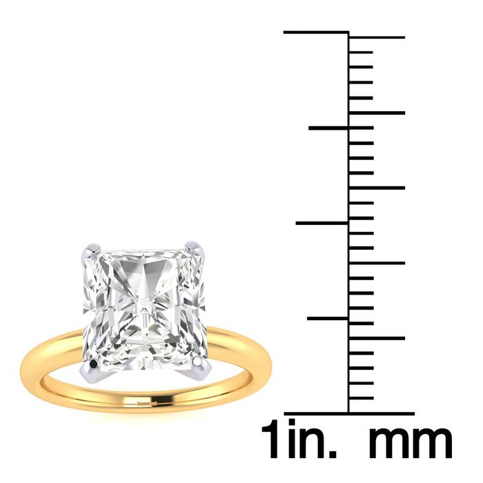 2 1/2ct Radiant Cut Diamond Solitaire Engagement Ring In 14K Yellow Gold
