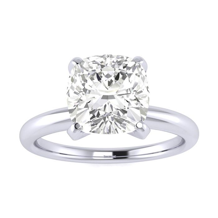 2ct Cushion Cut Diamond Solitaire Engagement Ring In 14k White