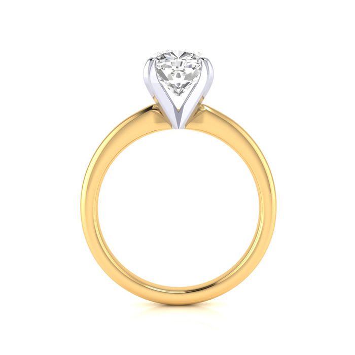 2ct Cushion Cut Diamond Solitaire Engagement Ring In 14K Yellow Gold