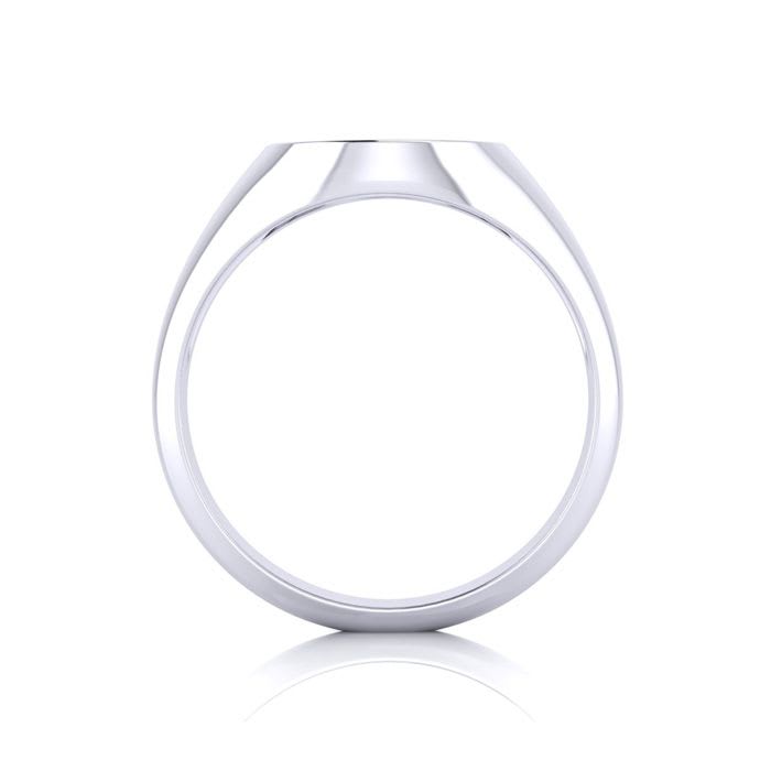14K White Gold Mens Oval Signet Ring