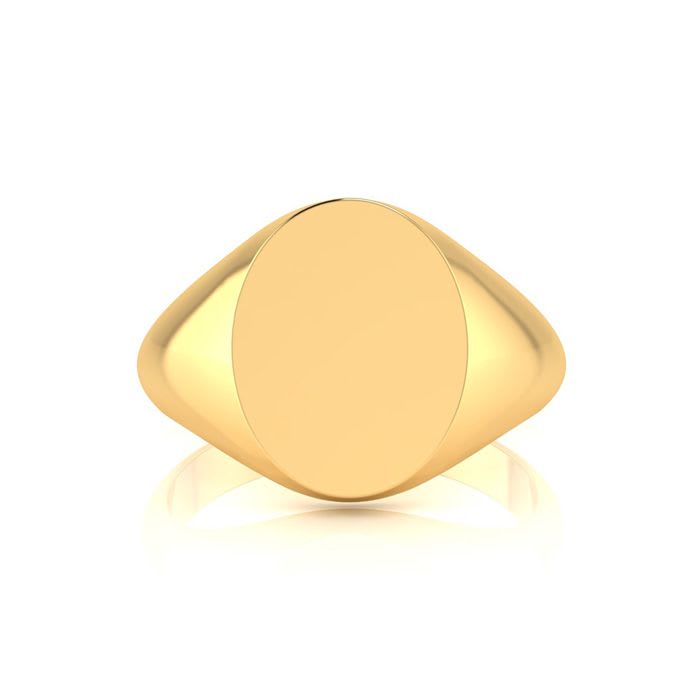 14K Yellow Gold Mens Oval Signet Ring