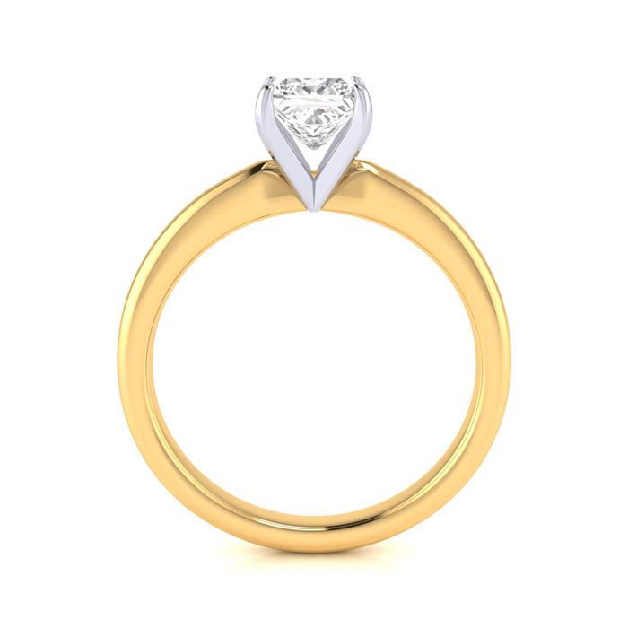 3/4ct Princess Cut Diamond Solitaire Engagement Ring In 14K Yellow Gold