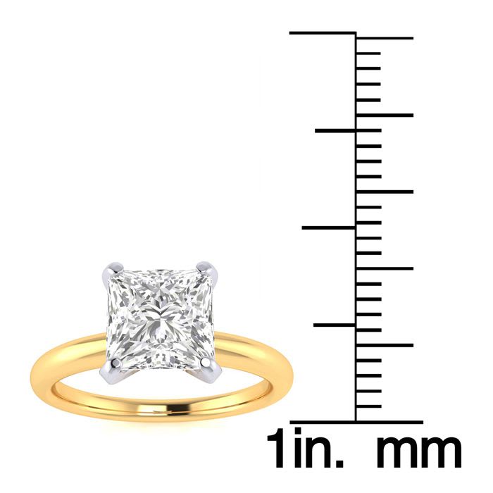 1 1/2ct Princess Cut Diamond Solitaire Engagement Ring In 14K Yellow Gold