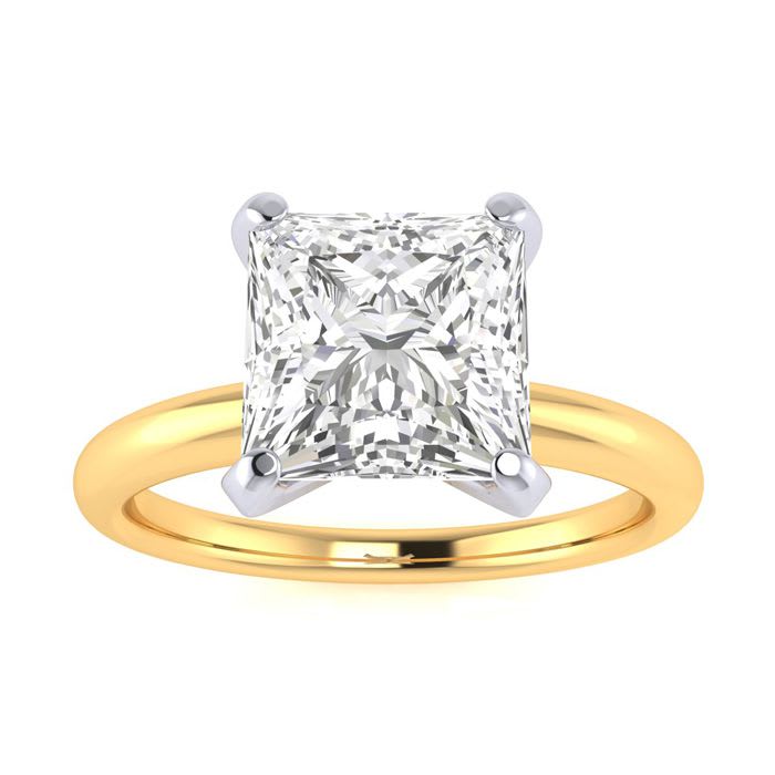 2ct Princess Cut Diamond Solitaire Engagement Ring In 14K Yellow Gold