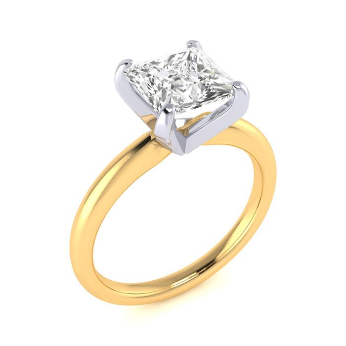 2ct Princess Cut Diamond Solitaire Engagement Ring In 14K Yellow Gold