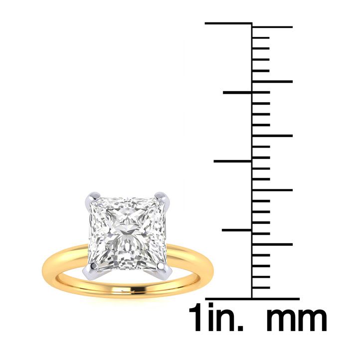 2ct Princess Cut Diamond Solitaire Engagement Ring In 14K Yellow Gold