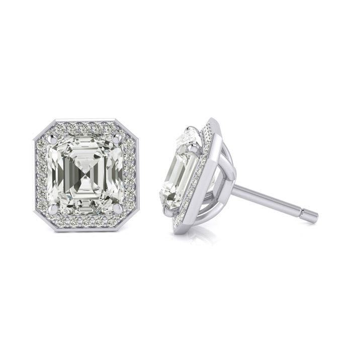 Wallpaper Certified 11 04 Carat Radiant Cut Halo Diamond Stud Earrings In 18 Karat White Gold Superjeweler Desktop Wallpaper