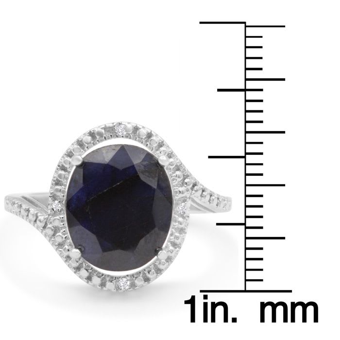 5 1/2 Carat Sapphire and Halo Diamond Ring