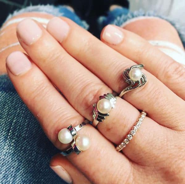 Round Freshwater Cultured Pearl Ring In 14 Karat White Gold