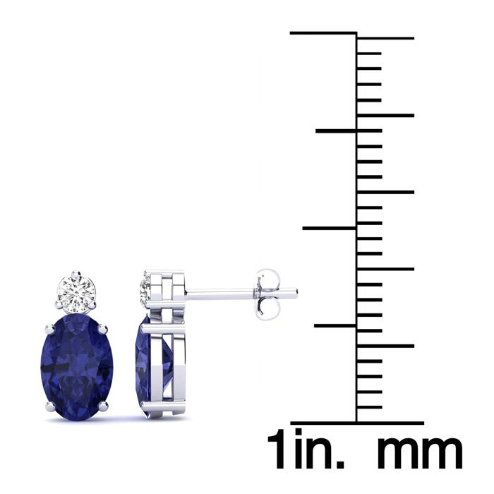 2 Carat Oval Tanzanite and Diamond Stud Earrings In 14 Karat White Gold