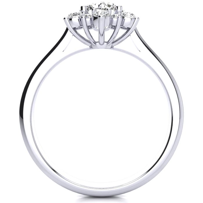 1 Carat Floral Halo Diamond Engagement Ring in 14k White Gold (I-J, I1-I2)