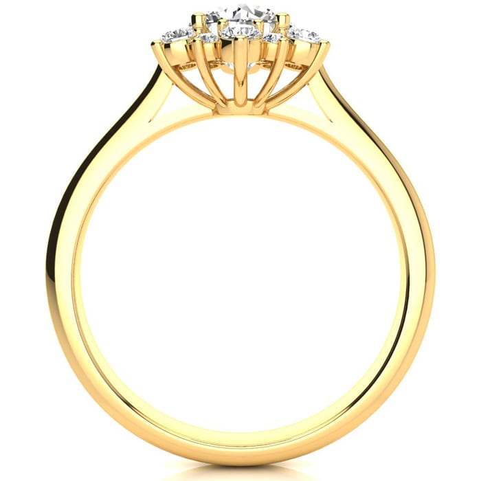 1 Carat Floral Halo Diamond Engagement Ring in 14k Yellow Gold.  Fantastic Deal For A Beautiful On-Trend Ring!