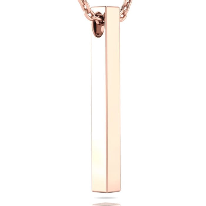 14k Rose Gold Over Sterling Silver 3d Vertical Bar Necklace With
