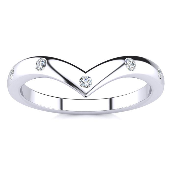 .05ct Five Diamond Bezel Set Wedding Band In 10K White Gold