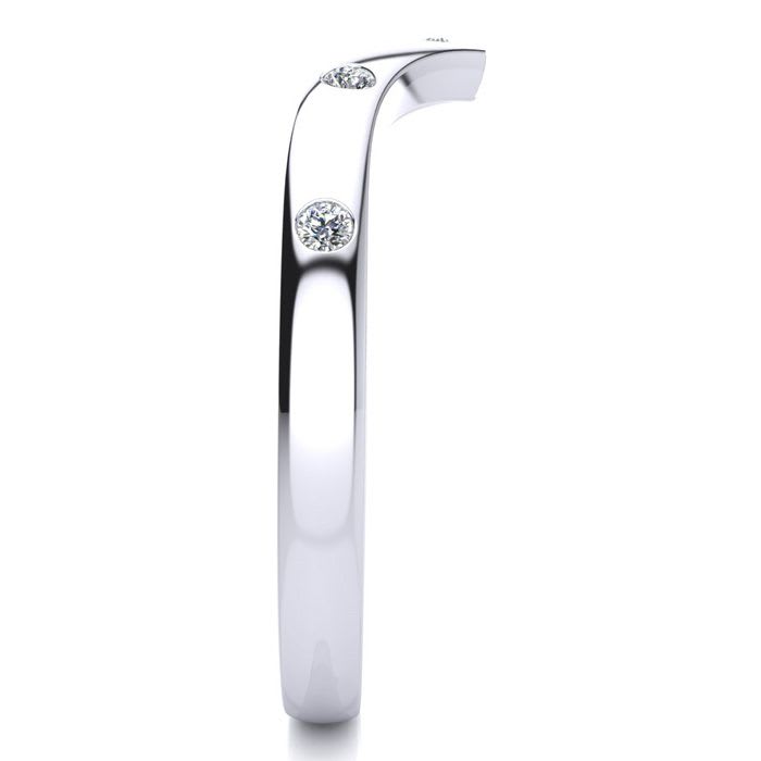 .05ct Five Diamond Bezel Set Wedding Band In 10K White Gold