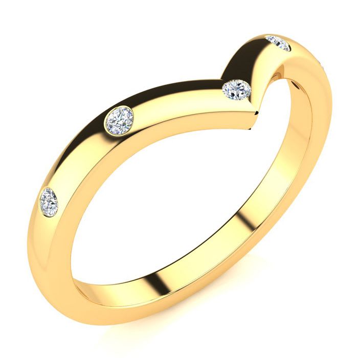 .05ct Five Diamond Bezel Set Wedding Band In 10K Yellow Gold