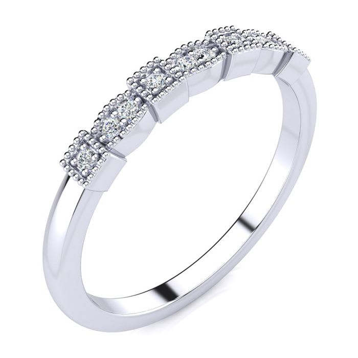 .05ct Ten Diamond Wedding Band In 10K White Gold