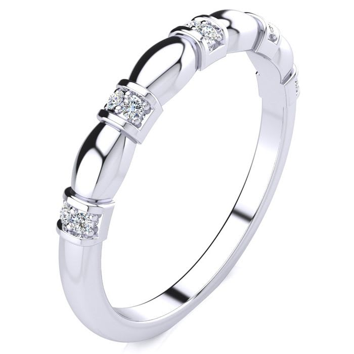 .05ct Ten Diamond Wedding Band In 10K White Gold