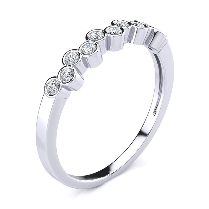 1/5ct Diamond Bezel Set Wedding Band In 10K White Gold