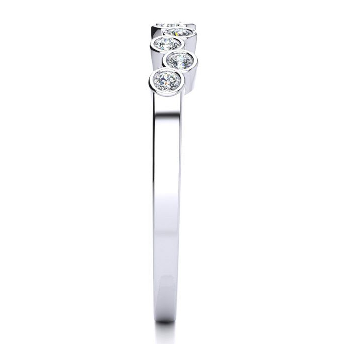 1/5ct Diamond Bezel Set Wedding Band In 10K White Gold
