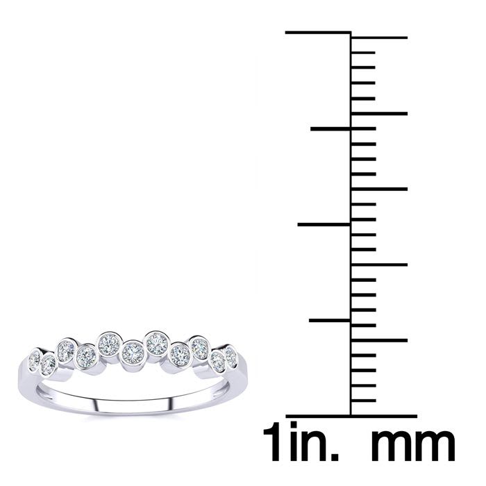 1/5ct Diamond Bezel Set Wedding Band In 10K White Gold