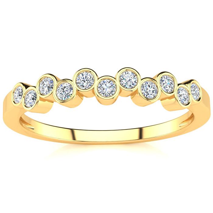 1/5ct Diamond Bezel Set Wedding Band In 10K Yellow Gold