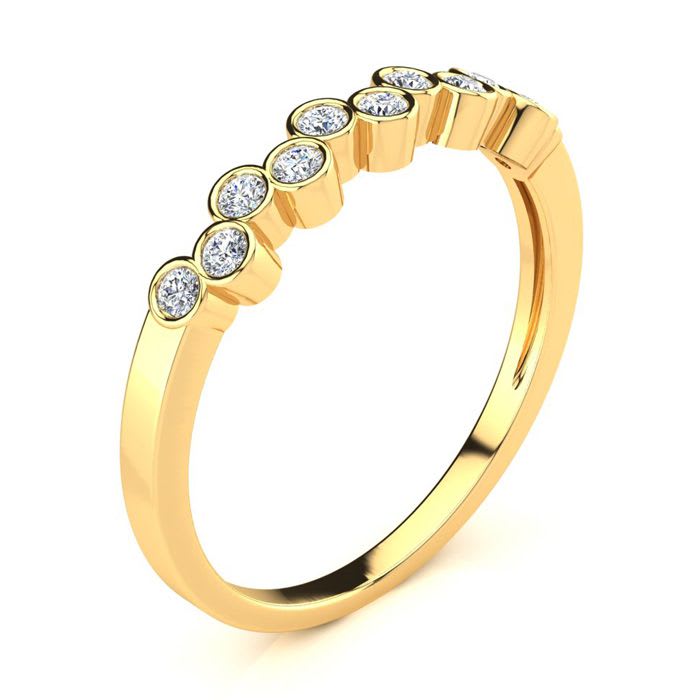 1/5ct Diamond Bezel Set Wedding Band In 10K Yellow Gold