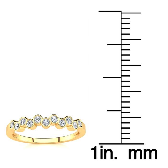 1/5ct Diamond Bezel Set Wedding Band In 10K Yellow Gold