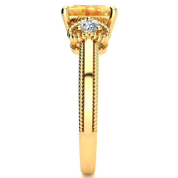 1 Carat Citrine and Two Diamond Heart Ring In 10 Karat Yellow Gold