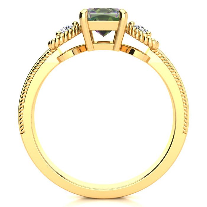 1 Carat Mystic Topaz Ring With Two Diamonds and Heart Design In 10 Karat Yellow Gold