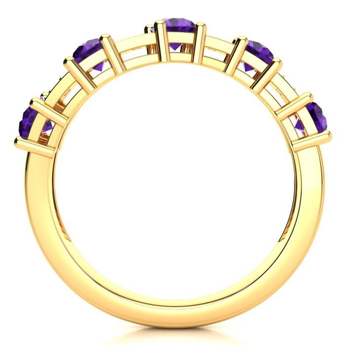 1 Carat Amethyst and Diamond Journey Band Ring in 10K Yellow Gold