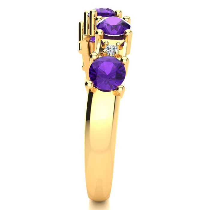1 Carat Amethyst and Diamond Journey Band Ring in 10K Yellow Gold
