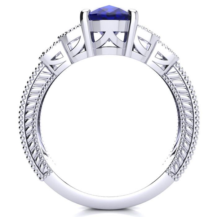 3 Carat Oval Shape Sapphire and Diamond Ring In 10 Karat White Gold