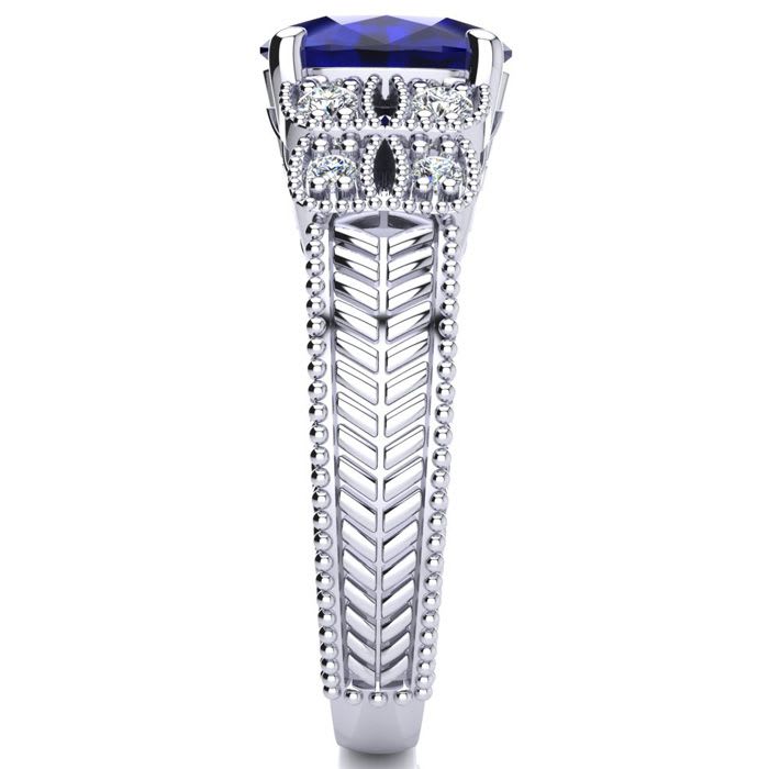 3 Carat Oval Shape Sapphire and Diamond Ring In 10 Karat White Gold