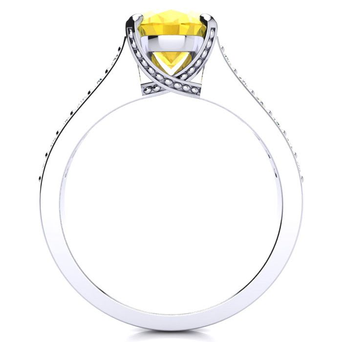 2 Carat Oval Shape Citrine and Diamond Ring In 14 Karat White Gold