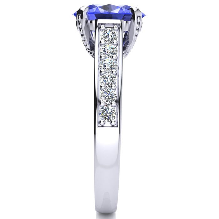 2 1/4 Carat Oval Shape Tanzanite and Diamond Ring In 14 Karat White Gold