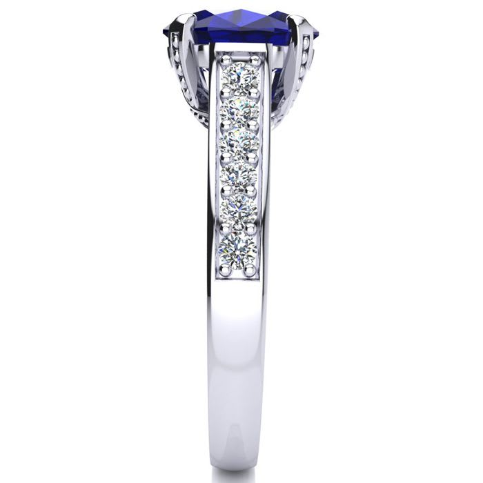 3 Carat Oval Shape Sapphire and Diamond Ring In 14 Karat White Gold