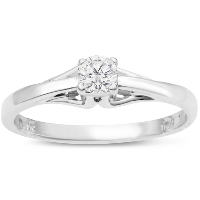 Diamond Solitaire Promise Ring In White Gold