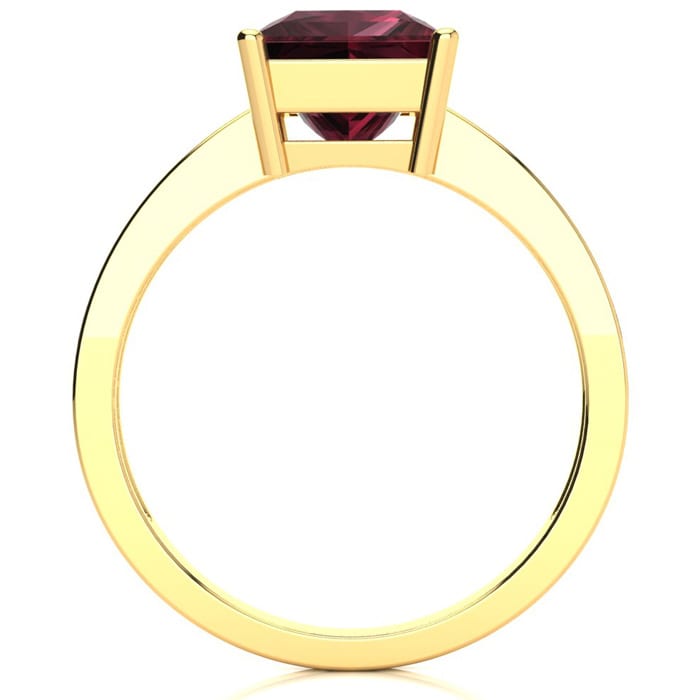 Garnet Ring: Garnet Jewelry: Square Step Cut 1 2/3ct Garnet and Diamond Ring in 14K Yellow Gold