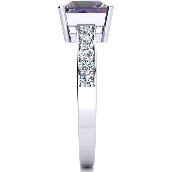 1-7/8 Carat Square Shape Mystic Topaz Ring With Diamonds In 14 Karat White Gold