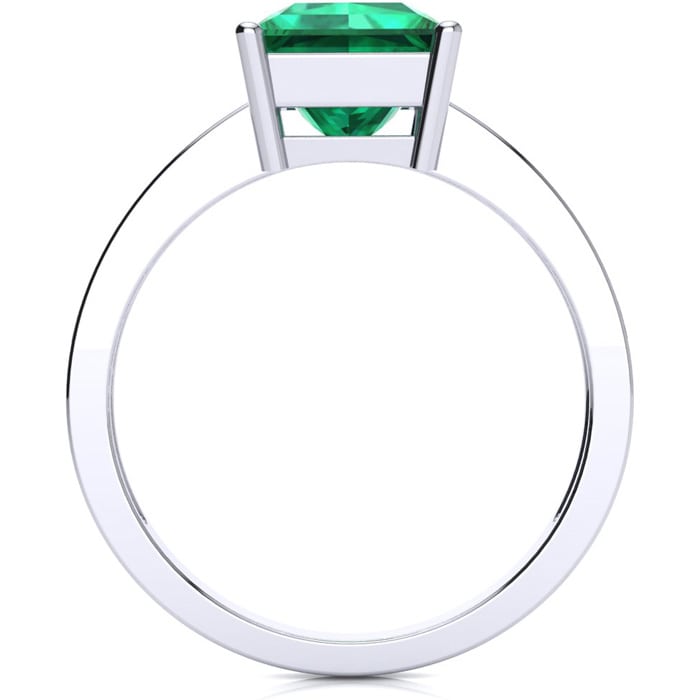 Square Step Cut 1 3/4ct Emerald and Diamond Ring in 14K White Gold