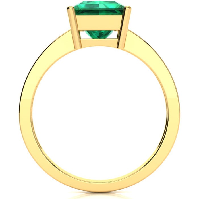 Square Step Cut 1 3/4ct Emerald and Diamond Ring in 14K Yellow Gold